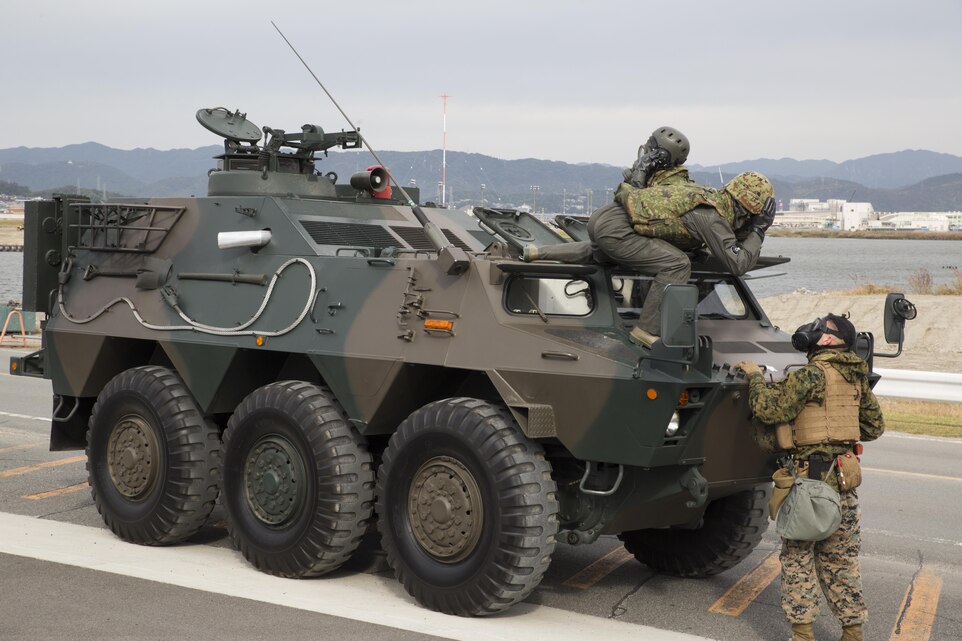 U.S. Marines and Japan Ground Self Defense Force members executed exercise Active Shield at Marine Corps Air Station Iwakuni, Japan, Nov. 10, 2016. Active Shield is an annual exercise designed to test the abilities of U.S. and Japanese forces to work alongside each other to protect and defend Marine Corps Air Station Iwakuni and other U.S. assets in the region. (U.S. Marine Corps photo by Lance Cpl. Joseph Abrego)