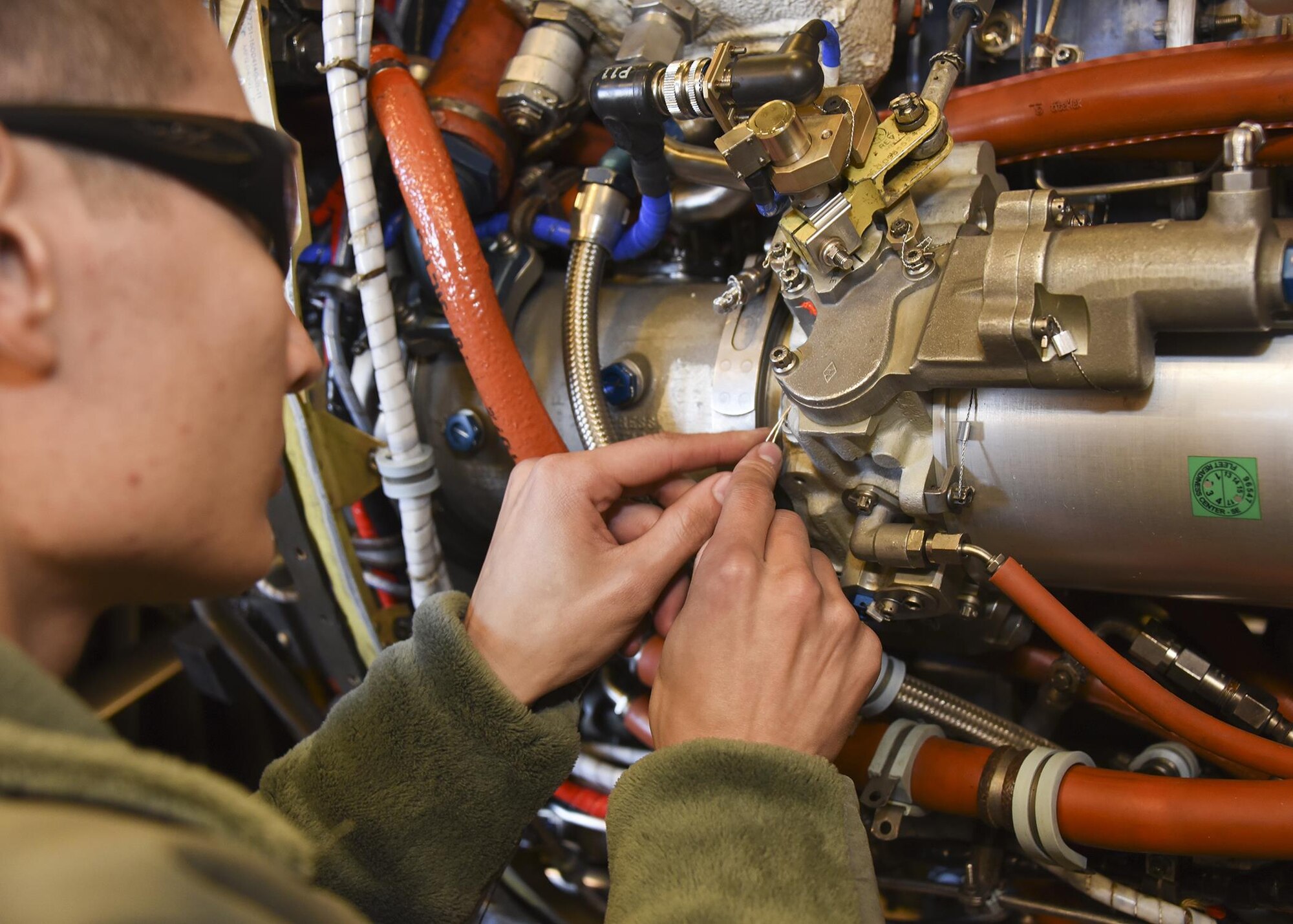 SrA Jimmy Vu works on an A-10 engine Nov. 5, 2016 at Warfield Air National Guard Base, Middle River, Md. Vu is the Maryland Air National Guard November Spotlight Airman. (U.S. Air National Guard photo by Airman 1st Class Enjoli Saunders/RELEASED)