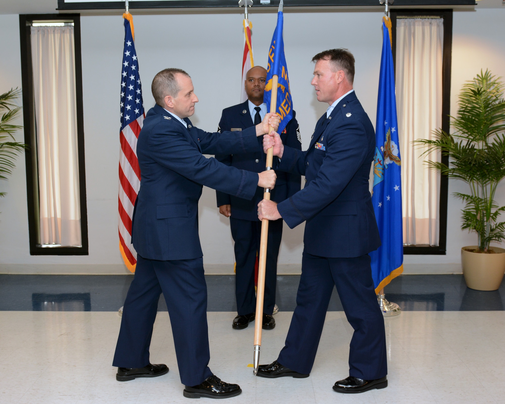 U.S. Air Force Lt. Col. Steven Edwards assumed command of the 125th Medical Detachment 1 at the 125th Fighter Wing in Jacksonville, Fla., on November 06, 2016. (U.S. Air National Guard photo by Tech. Sgt. Troy Anderson/Released)