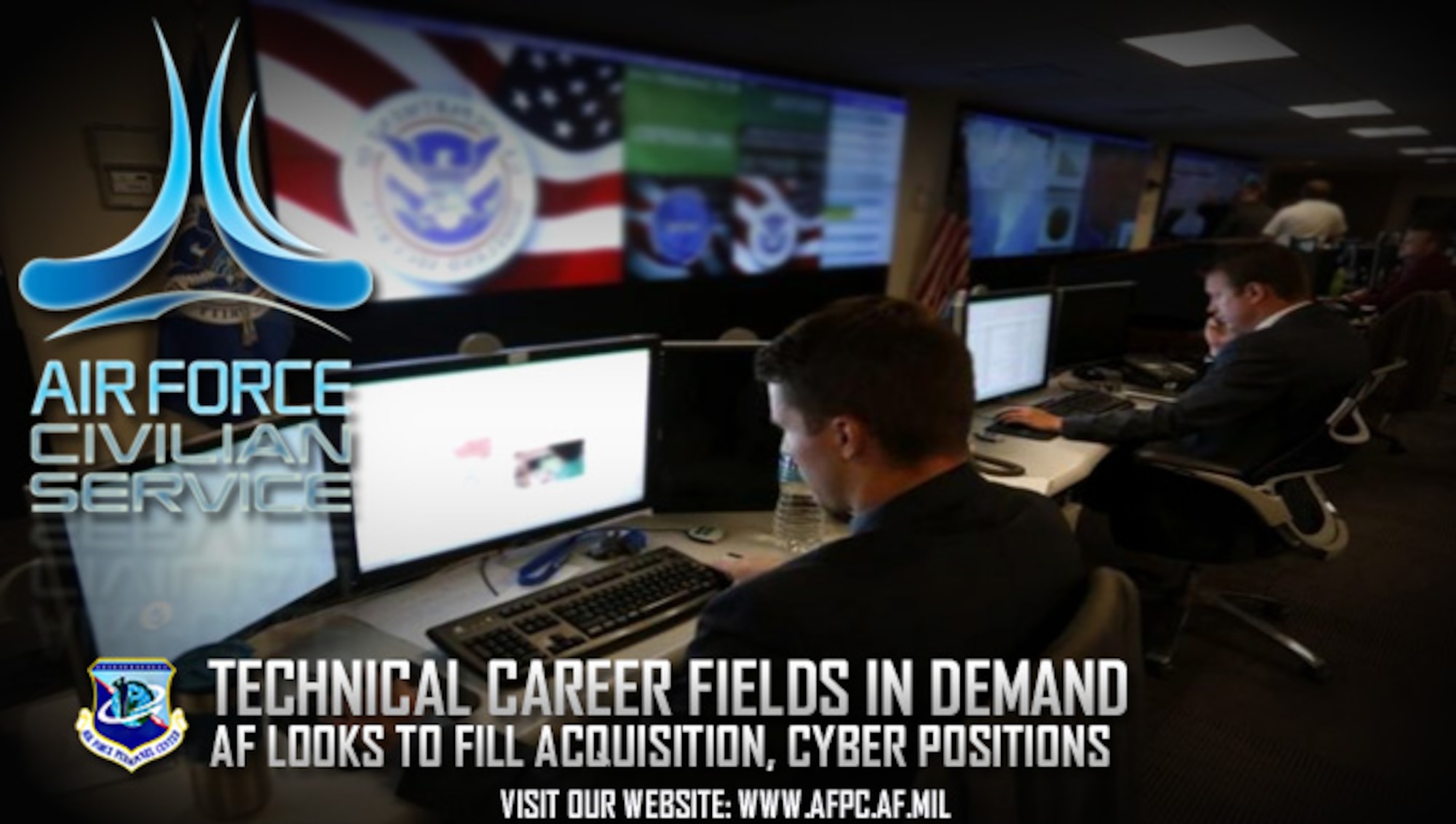 The Air Force hopes to fill about 1,400 cyber and 2,200 acquisition positions Air Force-wide by the end of 2017. The acquisition and cyber career fields make up a significant segment of the technical workforce with most positions considered mission-critical or hard-to-fill. (U. S. Air Force graphic by Staff Sgt. Alexx Pons)