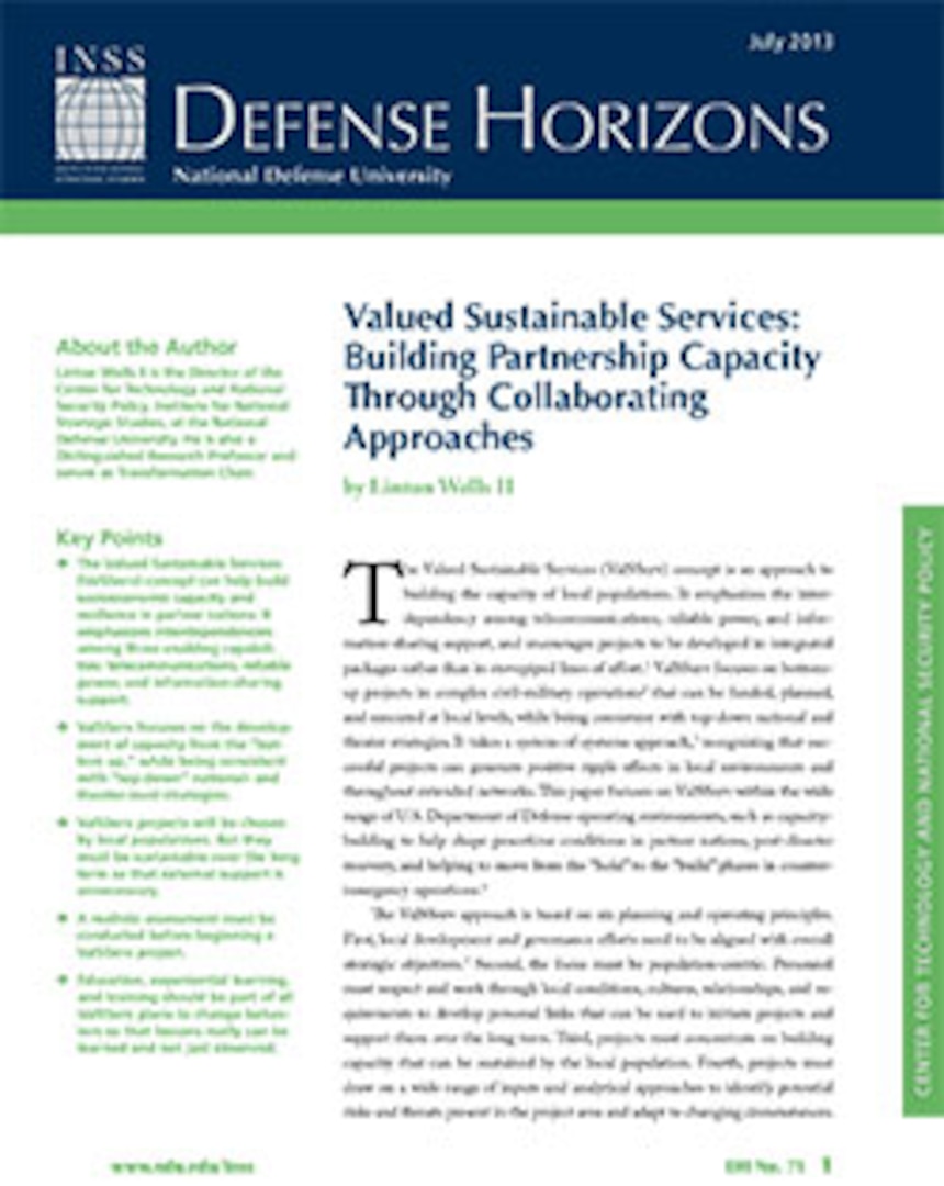 Valued Sustainable Services: Building Partnership Capacity Through ...