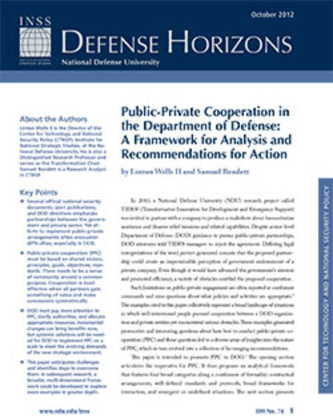 Public-Private Cooperation in the Department of Defense: A Framework for Analysis and Recommendations for Action