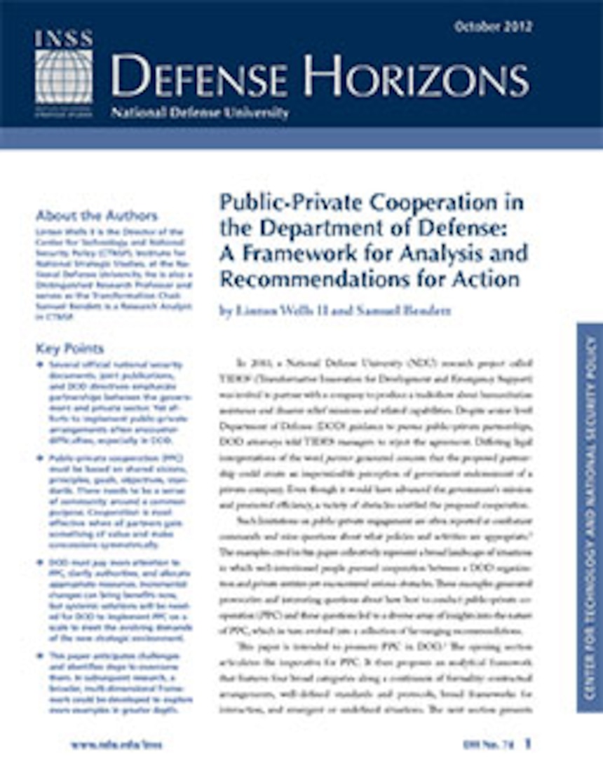 Public-Private Cooperation in the Department of Defense: A Framework ...