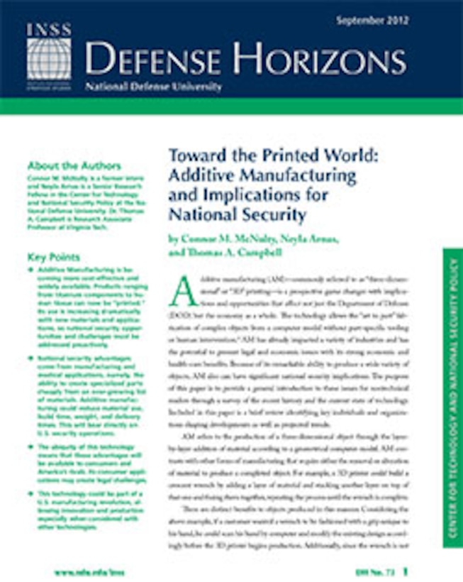Toward the Printed World: Additive Manufacturing and Implications for National Security