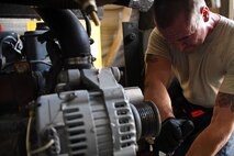 This week's Rock Solid Warrior is Senior Airman Hunter Reed, a 386th Expeditionary Maintenance Squadron aerospace ground equipment journeyman. Reed is deployed from the 436th Maintenance Squadron at the 436th Airlift Wing. (U.S. Air Force photo/Senior Airman Andrew Park)
