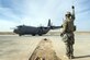 Senior Airman Zevon Davis, an 821st Contingency Response Group aircraft maintainer, marshals out an Iraqi C-130 Hercules at Qayyarah Airfield West, Iraq, Nov. 13, 2016. The airfield at Qayyarah West was recaptured from the Islamic State of Iraq and the Levant by Iraqi forces in July 2016, and has been refurbished by coalition engineers to allow the re-commencement of air operations. (U.S. Air Force photo/Staff Sgt. Charles Rivezzo)