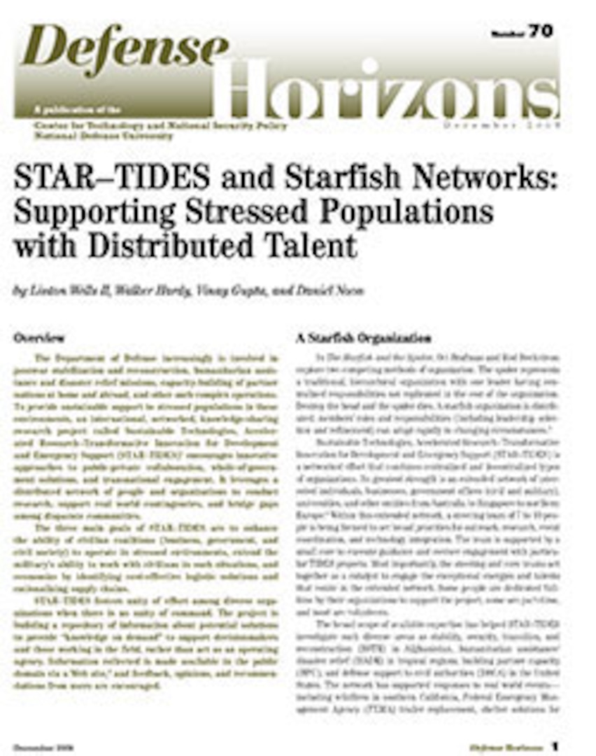 STAR–TIDES and Starfish Networks: Supporting Stressed Populations with Distributed Talent