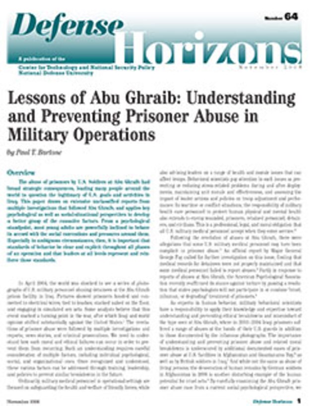 Lessons of Abu Ghraib: Understanding and Preventing Prisoner Abuse in Military Operations