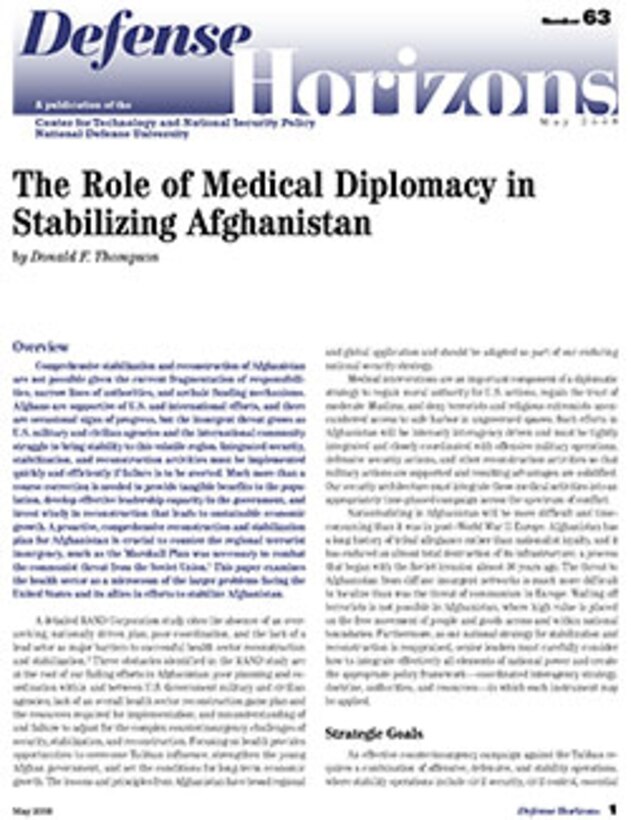 The Role of Medical Diplomacy in Stabilizing Afghanistan