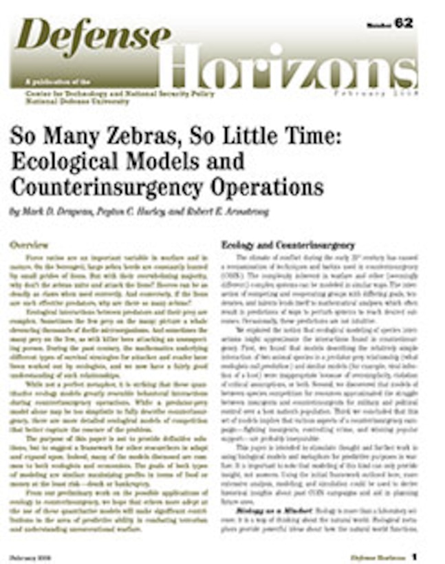 So Many Zebras, So Little Time: Ecological Models and Counterinsurgency Operations