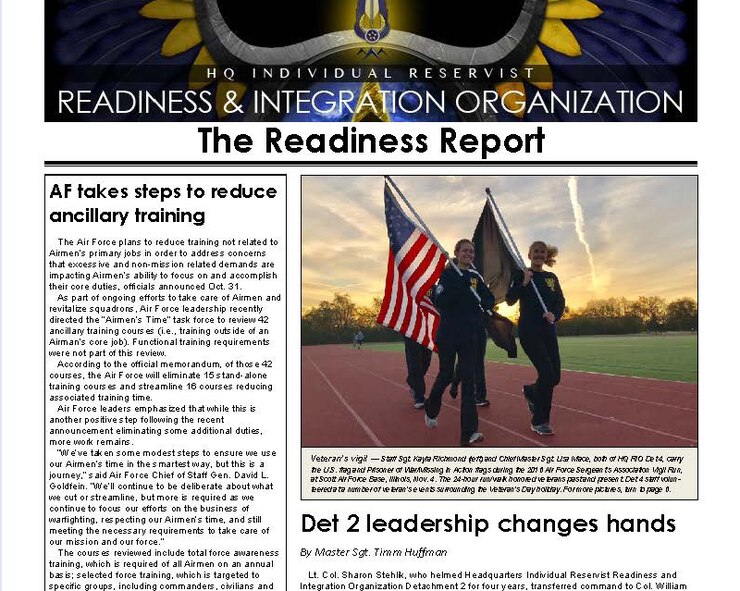 The Readiness Report is the monthly newsletter for Air Force Individual Mobilization Augmentees.