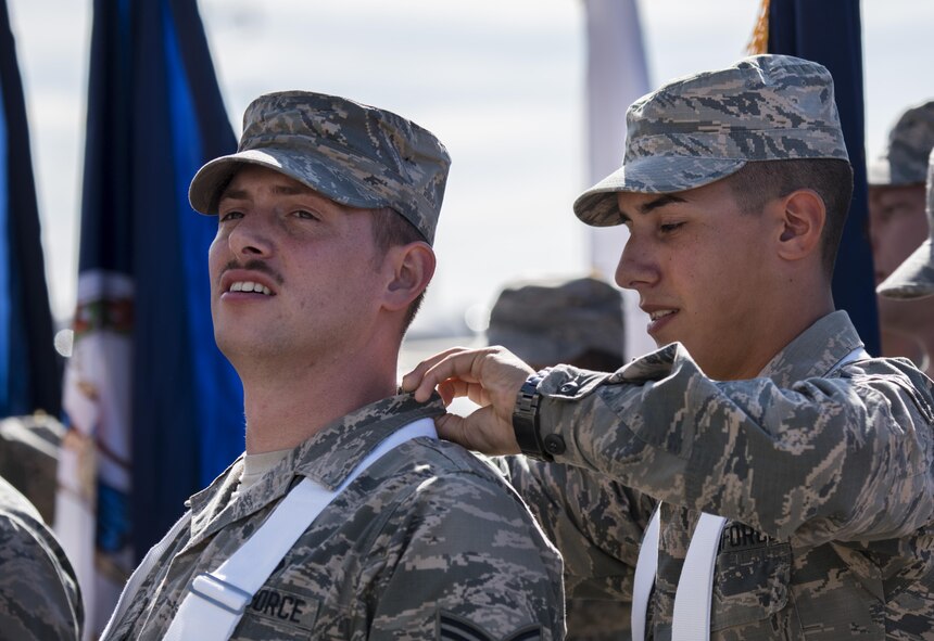 Barksdale Airmen prepare to march in the Veterans Parade at the State Fair of Louisiana in Shreveport, Nov. 13, 2016. More than 70 Airmen volunteered for the event, including marching in the parade, driving veterans and helping with coordination. (U.S. Air Force photo/Senior Airman Damon Kasberg)