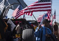 A veteran prepares his vehicle for the Veterans Parade at the State Fair of Louisiana in Shreveport, Nov. 13, 2016. Veterans from different military branches took part in the parade. (U.S. Air Force photo/Senior Airman Damon Kasberg)