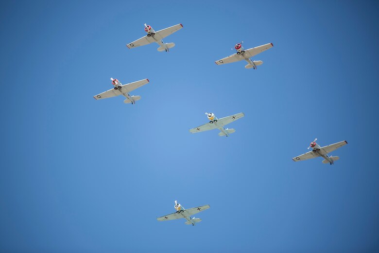 The Condor Air Squadron flies in over Pasadena City Hall in California, Nov. 11, 2016, at the conclusion of a Veteran’s Day and Marine Forces Reserve Centennial celebration to honor the men and women of the United States Armed Forces. The Marine Corps Reserve marked 100 years of service on Aug. 29, 2016. For information on the history and heritage of the Marine Corps Reserve as well as current Marine stories and upcoming Centennial events, please visit www.marines.mil/usmcr100. 