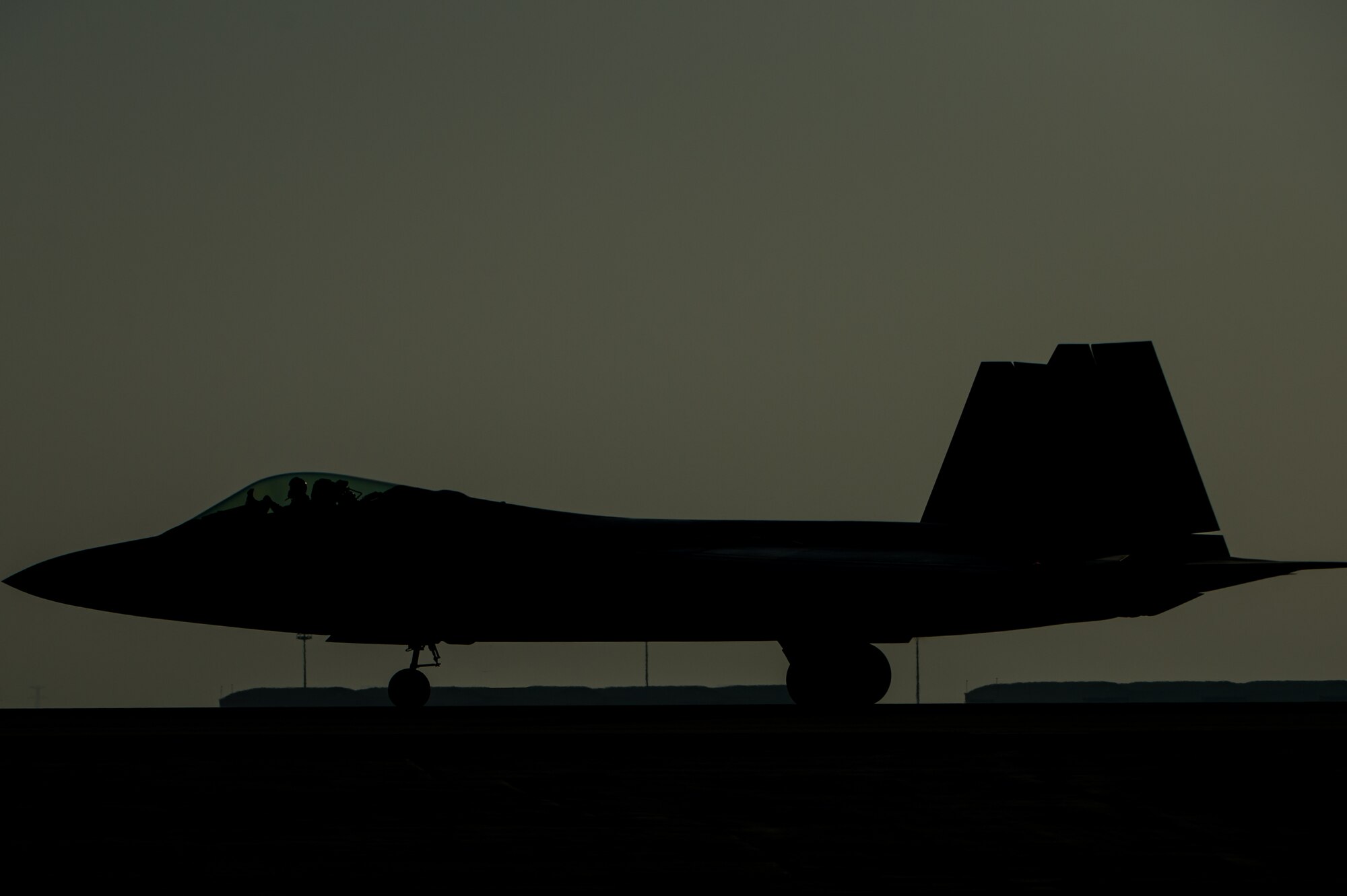 After completing a sortie in support of Operation Inherent Resolve, an F-22 Raptor taxis across a runway at an undisclosed location in Southwest Asia, Nov. 11, 2016. OIR has been the most precise air campaign in the history of warfare. Ninety-nine percent of all munitions expended are precision-guided. The F-22s have provided more than 650 missions hours in support of the liberation of Mosul, Iraq.  