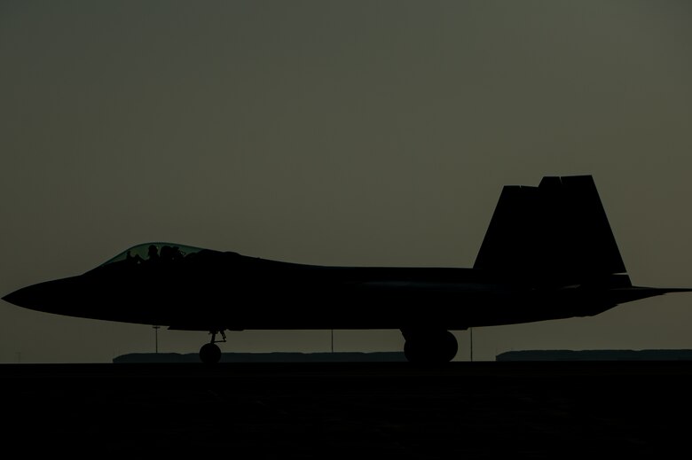 After completing a sortie in support of Operation Inherent Resolve, an F-22 Raptor taxis across a runway at an undisclosed location in Southwest Asia, Nov. 11, 2016. OIR has been the most precise air campaign in the history of warfare. Ninety-nine percent of all munitions expended are precision-guided. The F-22s have provided more than 650 missions hours in support of the liberation of Mosul, Iraq.  