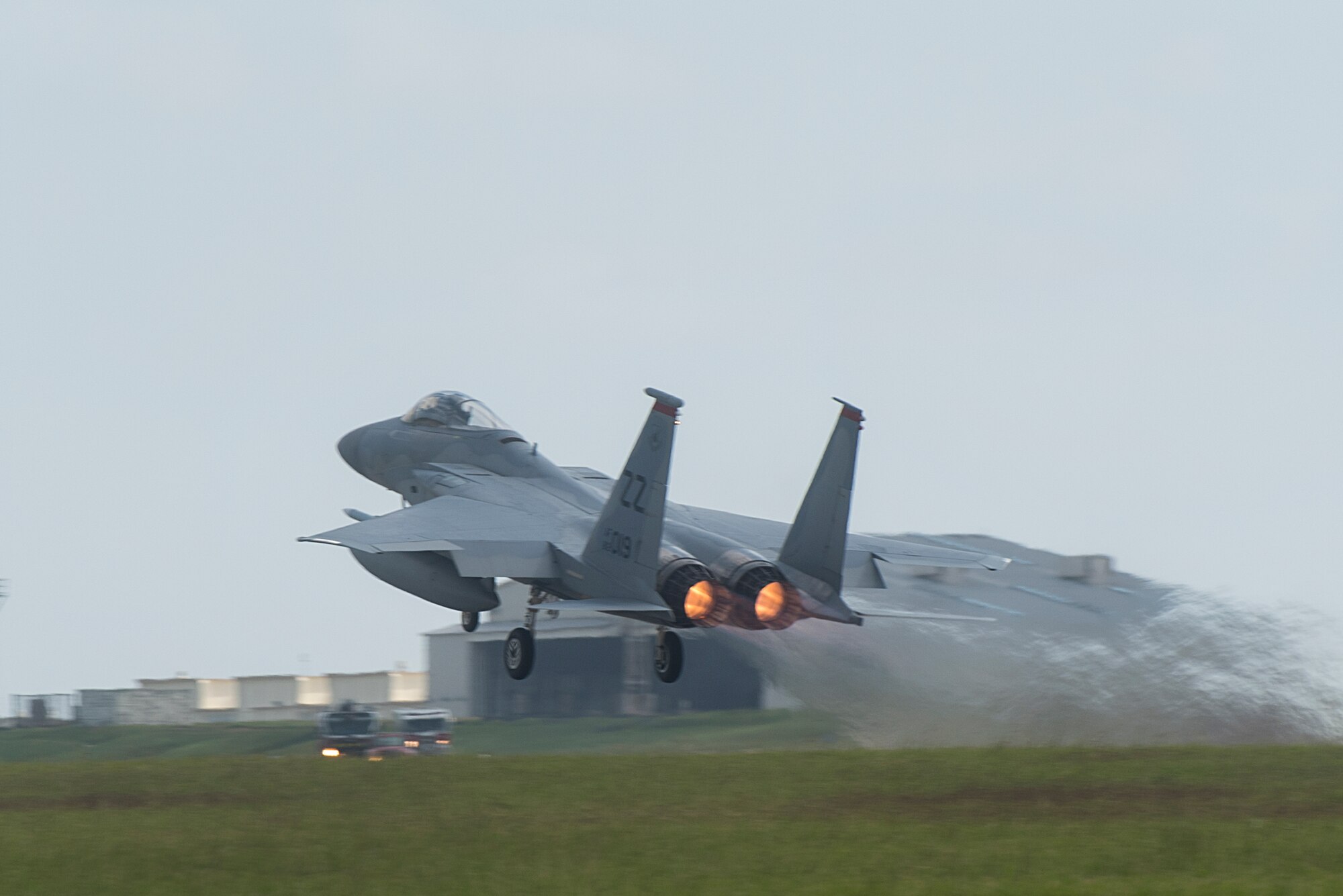A U.S. Air Force F-15 from the 67th Fighter Squadron Eagle takes off Nov. 16, 2016, at Kadena Air Base, Japan. The F-15 Eagle is an all-weather, extremely maneuverable, tactical fighter designed to permit the Air Force to gain and maintain air supremacy over the battlefield. (U.S. Air Force photo by Airman 1st Class Corey M. Pettis/Released)
