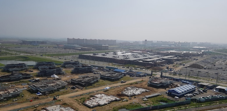 Photo was taken atop a water tower at Camp Humphreys on July 19 and show many of the Far East District's current projects there. You can see the new golf course, commissary, post exchange, flag level housing, and other facilities taking shape. 