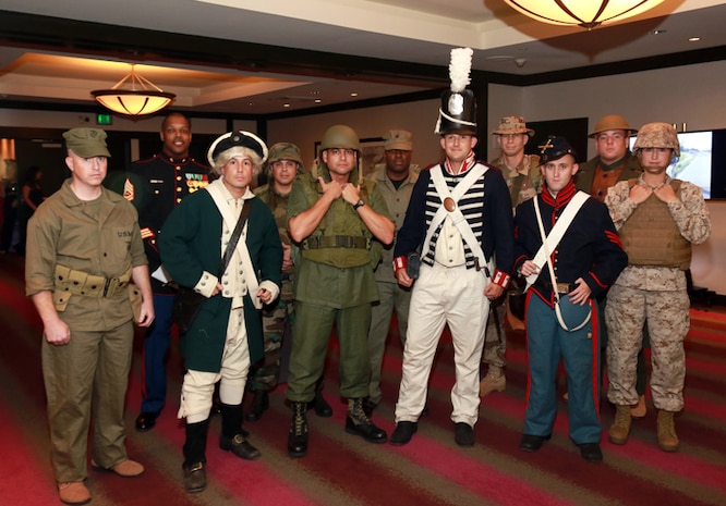 Marines from U.S. Marine Corps Forces Central Command donned uniforms from the Continental Marines of 1775 era to the Korean and Vietnam Wars, to present day during the MARCENT and Tampa Bay Marine Corps Birthday Ball in downtown Tampa, Nov. 12.  (Photo by Penny Rogo/MamaRazzi foto)