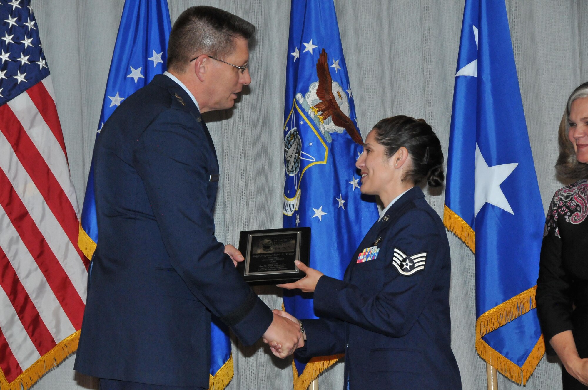 Several Airmen received prizes and recognition at an award ceremony on Nov. 15, 2016 at Peterson AFB for their winning essays in the 2016 Gen. Bernard A. Schriever Memorial Essay Contest.