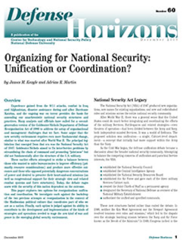 Organizing for National Security: Unification or Coordination?