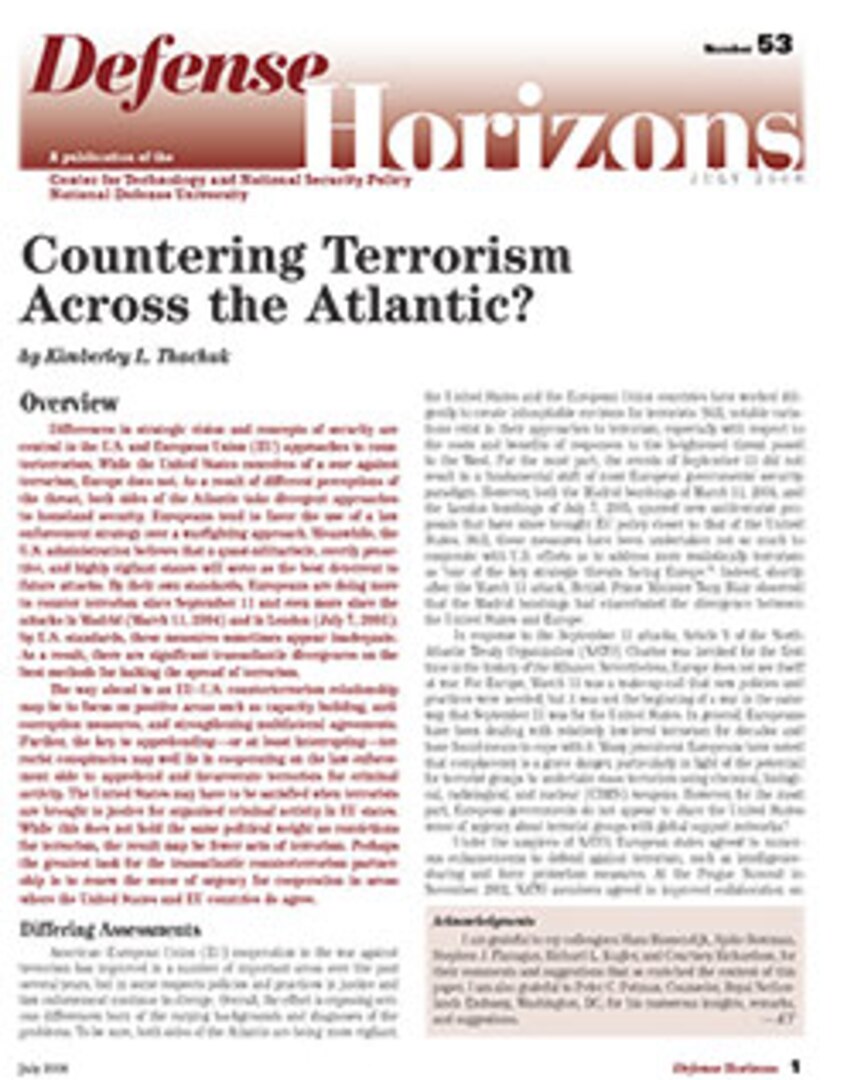 Countering Terrorism Across The Atlantic National Defense University