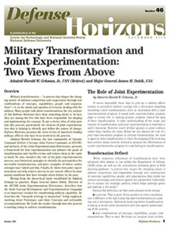 Military Transformation and Joint Experimentation: Two Views from Above