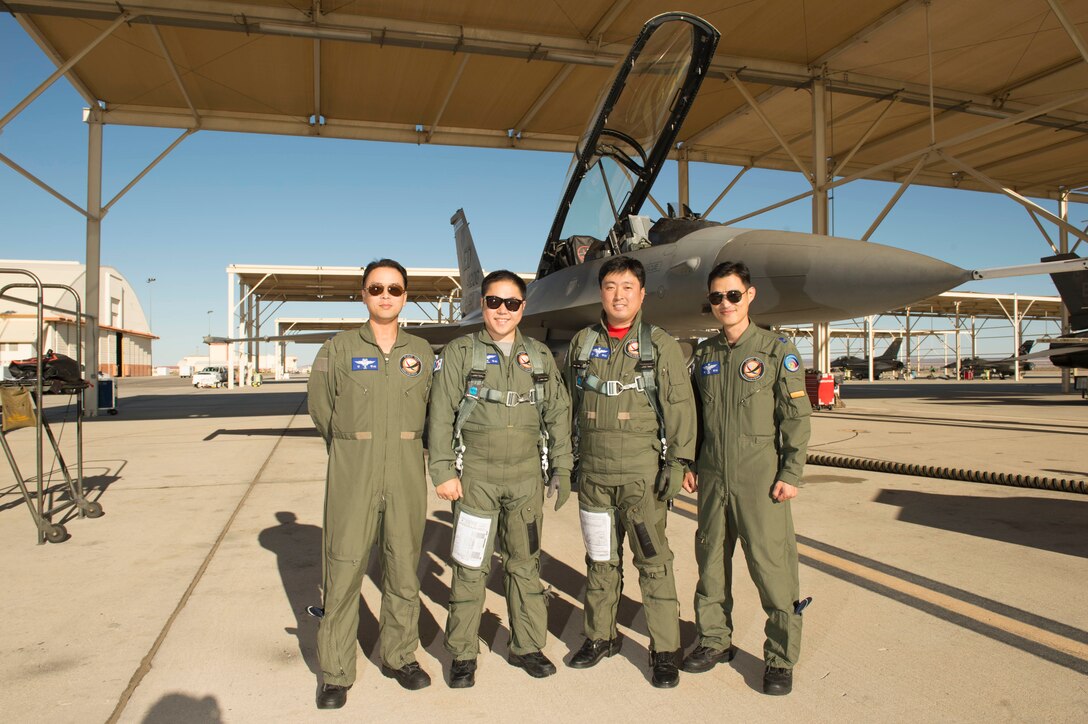 Two students and two instructor pilots from the Republic of South Korea Air Force visted the United States Air Force Test Pilot School Oct. 30-Nov. 4. (U.S. Air Force photo by Joseph Gocong)