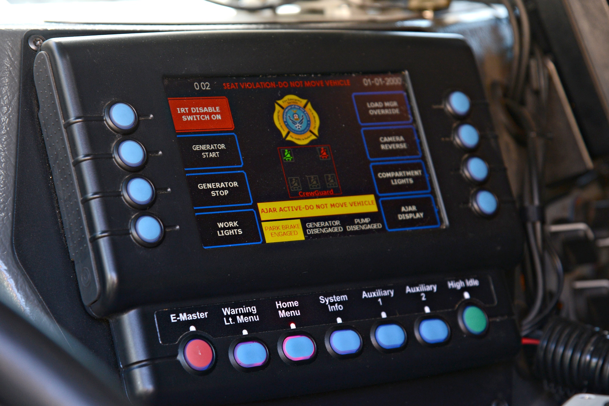 The crews on each of the Tinker Fire and Emergency Services' trucks have a friendly competition going on to see who can have the lowest amount of safety violations through the seatbelt safety system. The system keeps everyone safe by alerting them if a seatbelt isn’t buckled, but the crews now hold each other accountable before a violation even occurs. (Air Force photo by Kelly White)