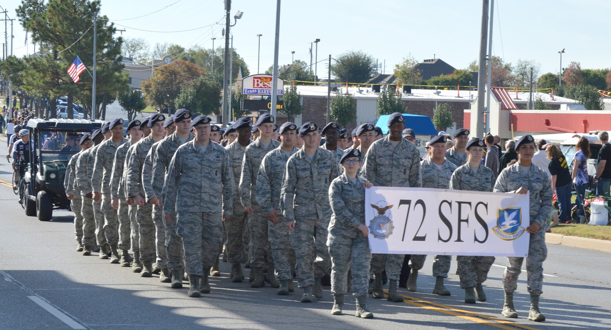 Members of the 72nd Security Forces Squadron were among the groups representing Tinker Air Force Base in the Nov. 11 parade. (Air Force photo by April McDonald)