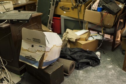 Damaged offices at the Lenoir County Sheriff's Office in the basement of the courthouse, Nov. 2, 2016, in Kinston, N.C. Hurricane Matthew flooded a large portion of downtown Kinston to include the courthouse basement causing the sheriff's office to look for dry ground to continue their operations. They reached out to the 81st Regional Support Command who had an underutilized U.S. Army Reserve Center at the Kinston airport. Through the National Defense Authorization Act of 2012, U.S. Army Reserve Defense Support of Civil Authorities and Stafford Act (Disaster and Emergency Act), the sheriff’s office was able to use the facility to continue to serve the citizens of Lenoir County.  (U.S. Army photo by Timothy L. Hale)(Released)