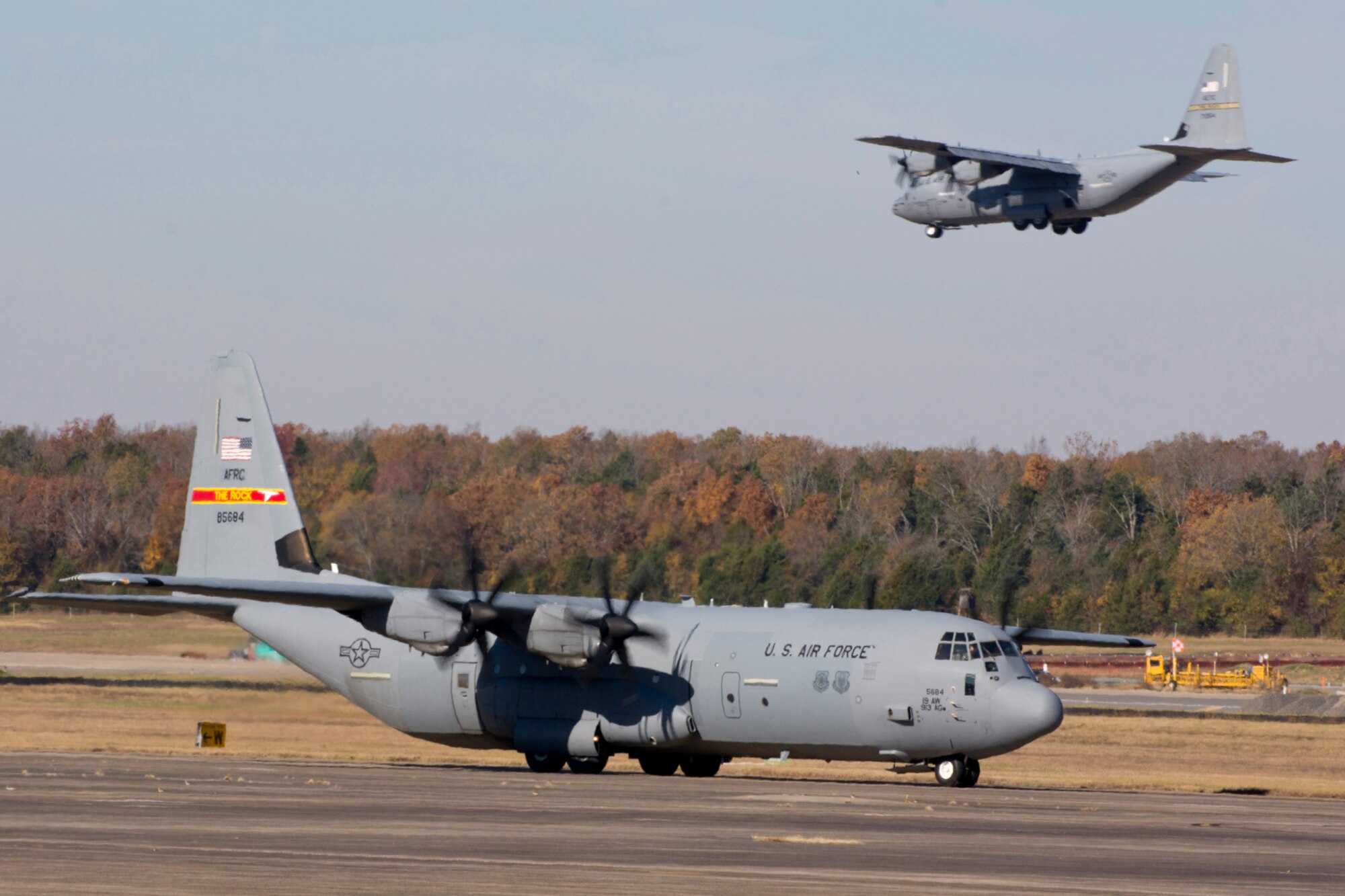 A C-130J taxis to base operations for the loading portion of the “Turkey Shoot” competition, Nov. 17, 2016, at Little Rock Air Force Base, Ark. Airmen from the 913th Airlift Group participated in a “Turkey Shoot” competition to evaluate their skills along with four other units at Little Rock AFB. (U.S. Air Force photo by Master Sgt. Jeff Walston/Released) 