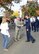 940th Air Refueling Wing commander, Col. Craig C. Peters, along with his wife, Cathie, take a moment before the parade starts to shake hands with Col. Danielle Barnes, 9th Mission Support Group commander, at the 14th Annual Yuba-Sutter Veterans Day parade on Nov. 11, 2016 in Marysville, California. Team Beale members marched in the parade to honor their local community’s support and recognize all veterans who have served and are serving. (U.S. Air Force photo by Sean Bhakta)