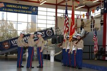 The 9th Marine Corps District commanding officer, Col. Jason Morris, awards Sgt. Maj. John S. Hawes the Legion of Merit medal aboard Naval Station Great Lakes, Ill., on Nov. 18, 2016. The Legion of Merit medal is awarded for exceptionally meritorious conduct in the performance of outstanding services and achievements. (U.S. Marine Corps photo by Cpl. Zachery Martin/Released)