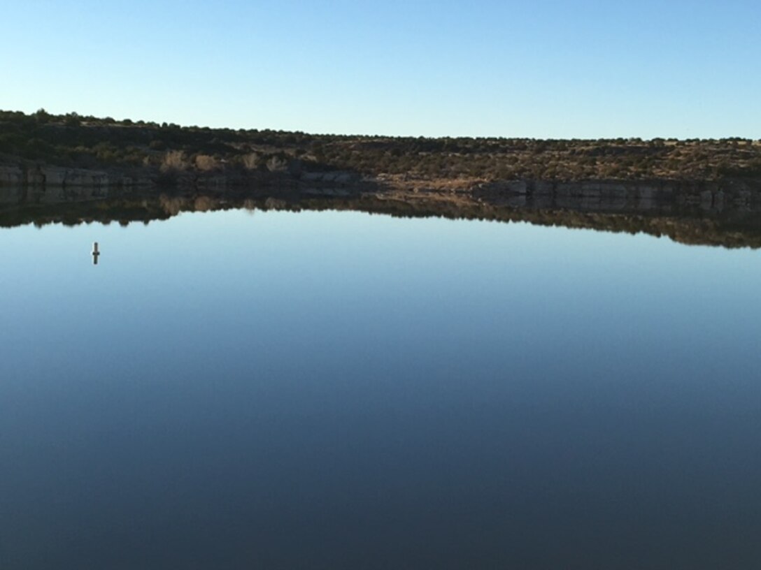 CONCHAS LAKE, N.M. – The rock cliffs as seen from the North Dock Marina Café on a very still winter afternoon, Dec. 12, 2015. Photo by Nadine Carter. This was a 2016 Photo Drive entry. 
