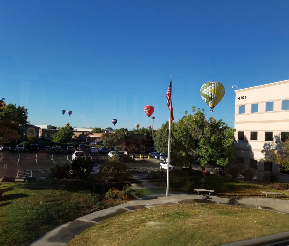 ALBUQUERQUE, N.M. – During the International Balloon Fiesta, many balloons came close to the District Office, Oct. 4, 2016. Photo by Chris Velasquez. This was a 2016 Photo Drive entry.