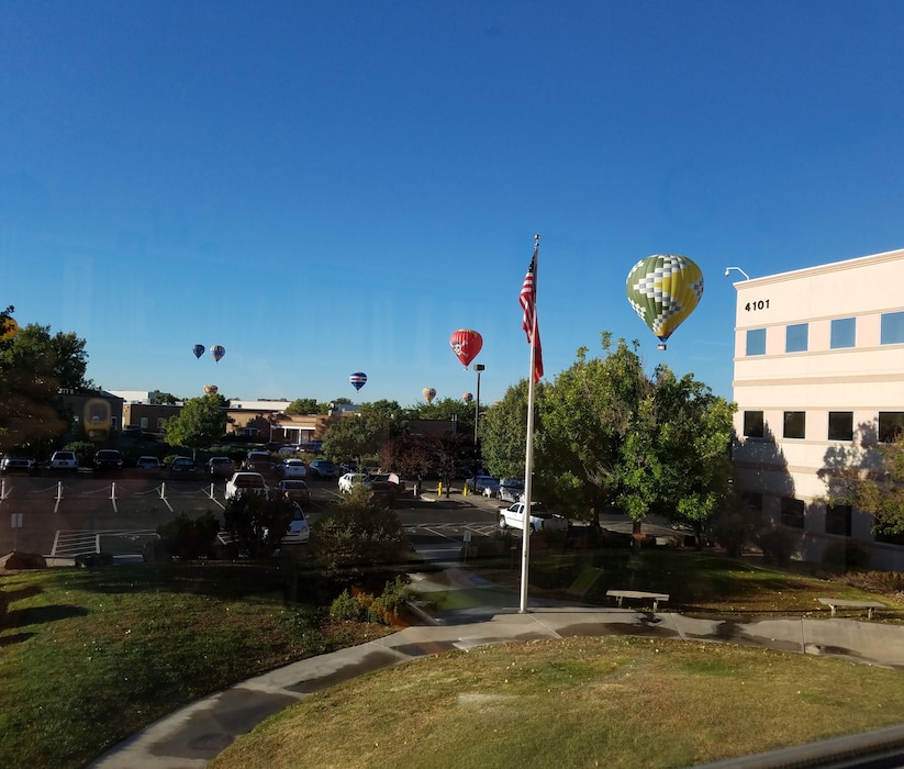 ALBUQUERQUE, N.M. – During the International Balloon Fiesta, many balloons came close to the District Office, Oct. 4, 2016. Photo by Chris Velasquez. This was a 2016 Photo Drive entry.