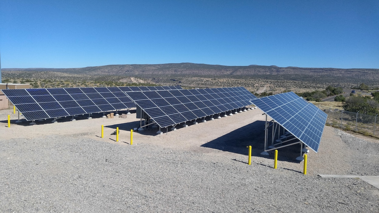 COCHITI LAKE, N.M. – The completed photovoltaic electric generation system at the project, Oct. 20, 2016. Photo by Erin Larivee. This was a 2016 Photo Drive entry.