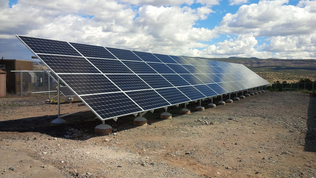 COCHITI LAKE, N.M. – One of the photovoltaic arrays in the electric generation system at the project, Oct. 3, 2016. Photo by Erin Larivee. This was a 2016 Photo Drive entry.
