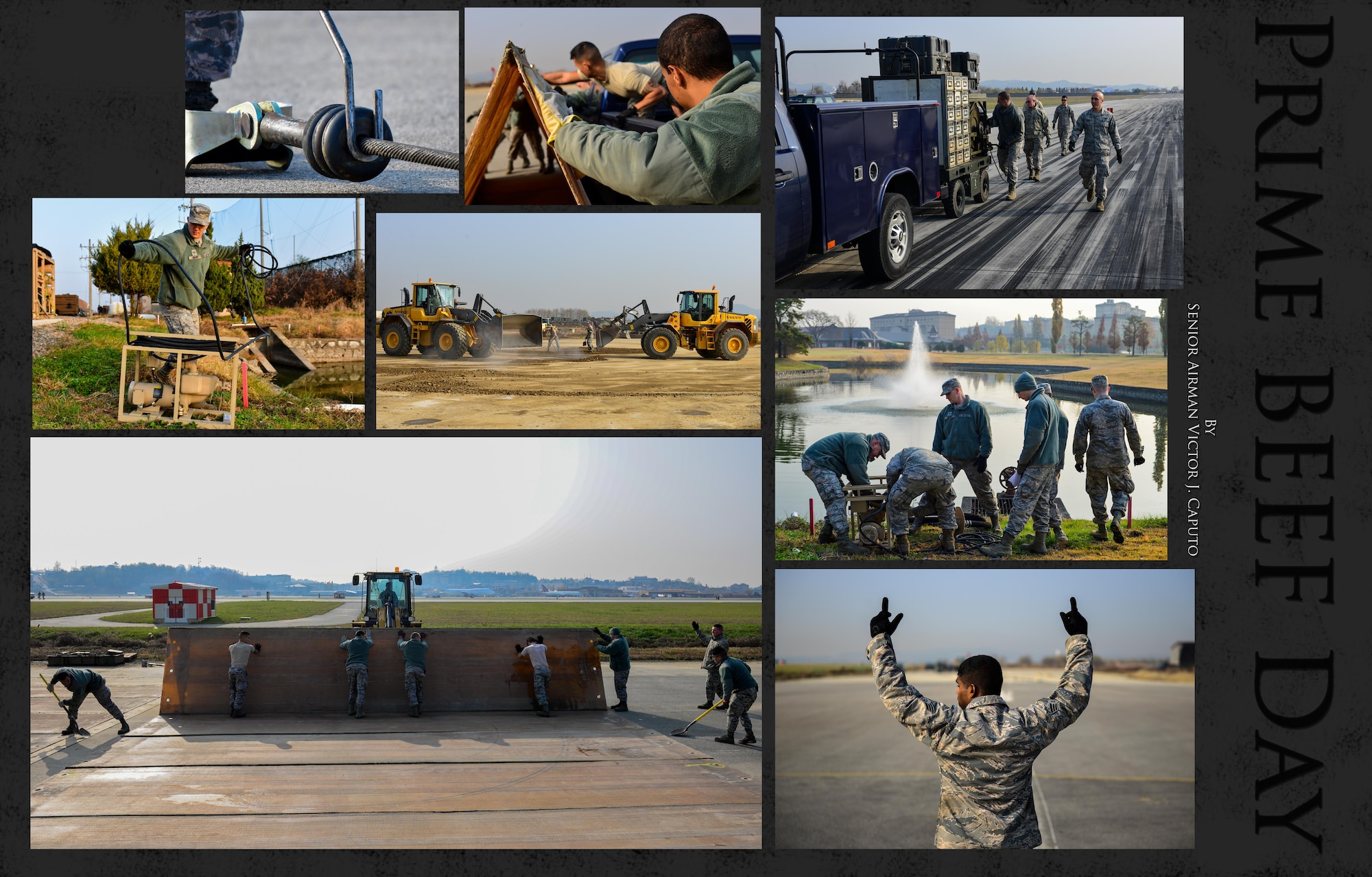 The 51st Civil Engineer Squadron holds Prime BEEF Day every third Thursday of the month to provide the Mongrels an opportunity to train on contingency operations here at Osan Air Base, Republic of Korea. Every shop in the 51st CES uses the day to practice their role in how Team Osan would react to emergency situations, from loss of normal power to the base to mortar/bomb attacks on the runway. The training day also serves to showcase how each component of the squadron works together to accomplish their overall goal of supporting, sustaining and repairing the base. (U.S. Air Force graphic by Senior Airman Victor J. Caputo)