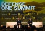 Army Secretary Eric Fanning, left, discusses administrative transition and focuses for the future with Wall Street Journal reporter Gordon Lubold at the Defense One Summit in Washington, D.C., Nov. 17, 2016. 