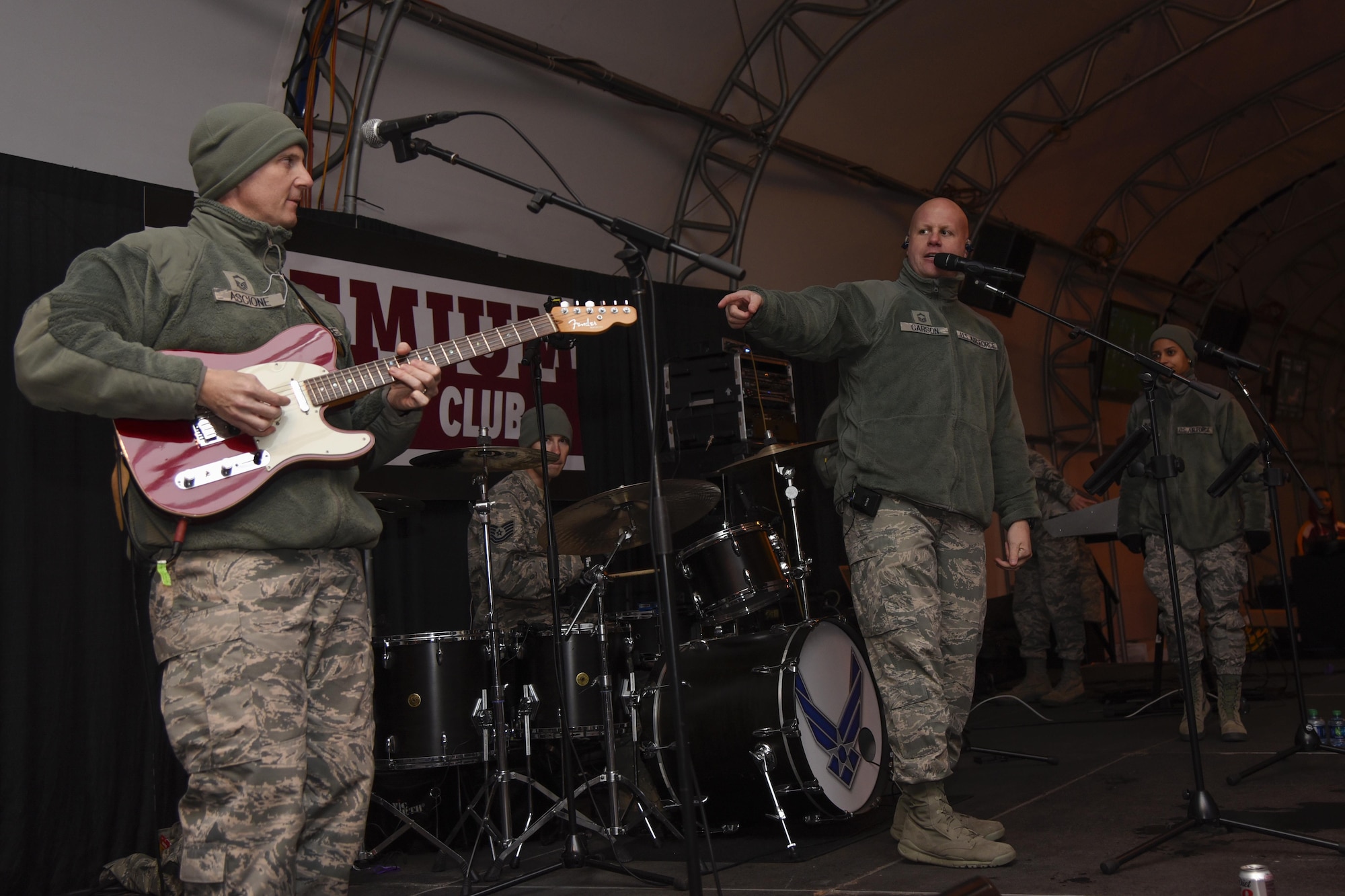 The Air Force’s premier rock band, Max Impact, plays at FedEx Field in Landover, Md., Nov. 20, 2016. The band played before the Washington Reskins military appreciation game. (U.S. Air Force photo by Airman 1st Class Valentina Lopez)