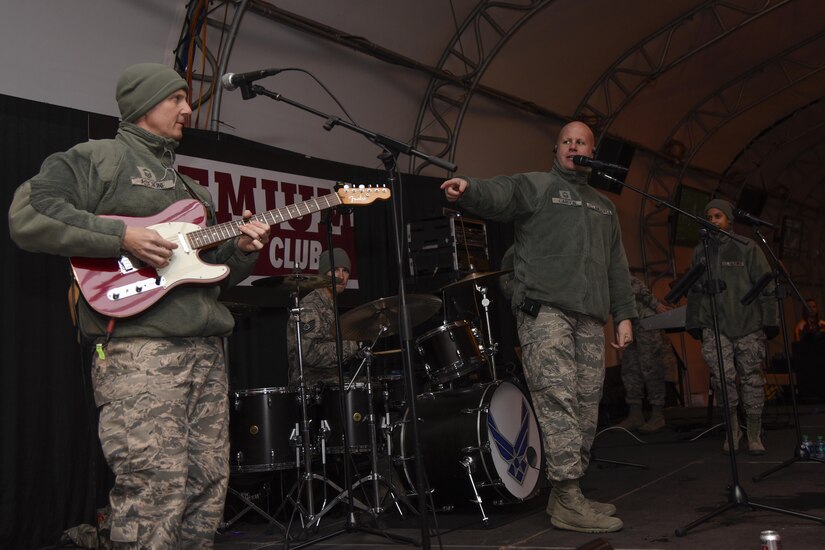 The Air Force’s premier rock band, Max Impact, plays at FedEx Field in Landover, Md., Nov. 20, 2016. The band played before the Washington Reskins military appreciation game. (U.S. Air Force photo by Airman 1st Class Valentina Lopez)