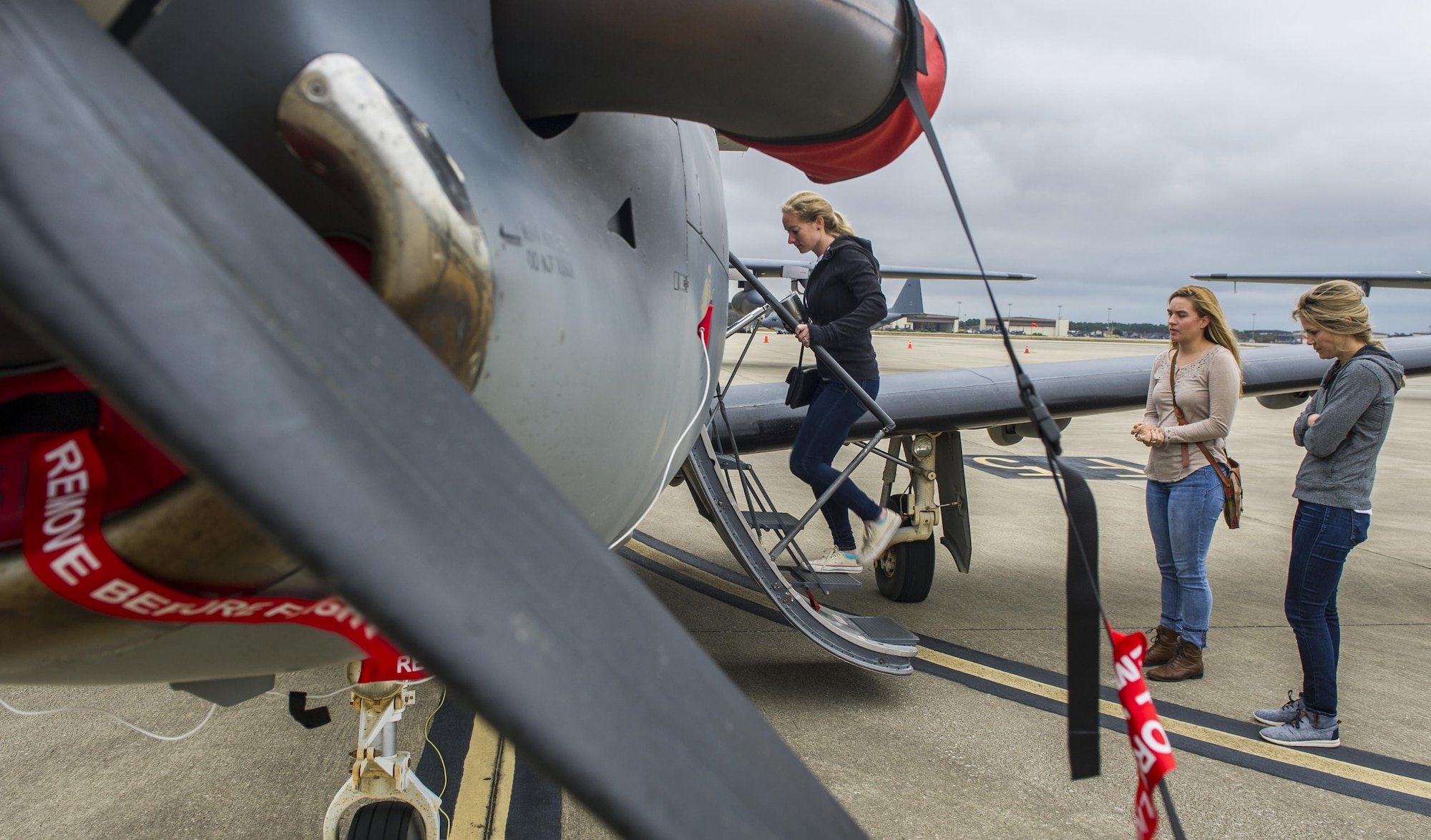 Spouses of Air Commandos board on a U-28A for a Spouses Flight tour at Hurlburt Field, Fla., Nov. 19, 2016. Spouses had the opportunity to fly different aircraft including the AC-130J Ghostrider, CV-22 Osprey, AC-130U Spooky and U-28A. The event helps spouses develop a better understanding of the importance of 1st Special Operations Wing mission. (U.S. Air Force photo by Airman 1st Class Isaac O. Guest IV)