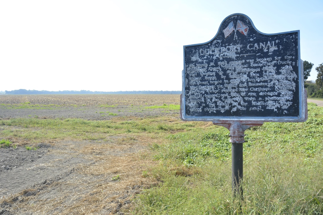 Little remains of the Duckport Canal’s path. A highway historical marker in Madison Parish, Louisiana, marks the site where the canal debouched into Walnut Bayou.
