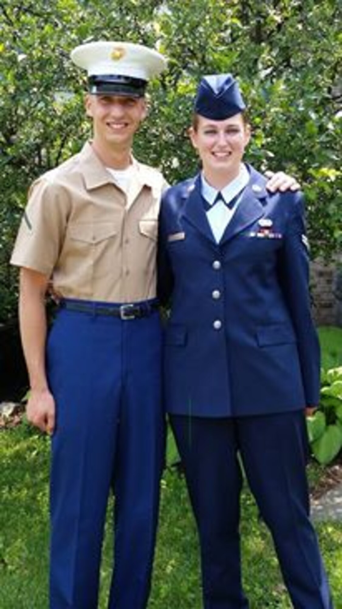 Private 1st Class Vincent Savino and Airman 1st Class Lisa Savino, brother and sister.