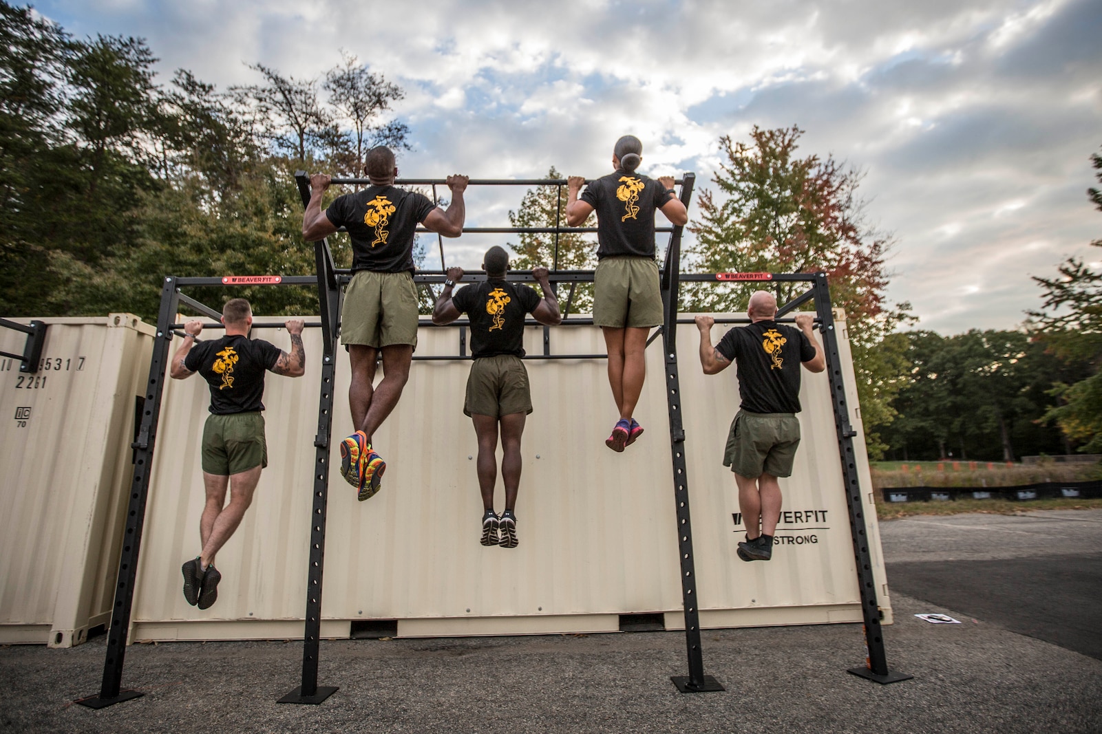 Instructor Trainers of the Force Fitness Instructor Course pose for a photo aboard Marine Corps Base Quantico, VA., Oct. 19, 2016. The course is designed to produce Fitness Instructors to return to the fleet and maintain health and wellness while improving human performance. (U.S. Marine Corps photo by Sgt. Melissa Marnell) 