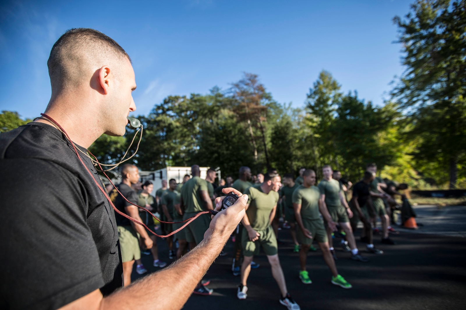 U.S. Marines attend the first Force Fitness Instructor Course aboard Marine Corps Base Quantico, VA., Oct. 13, 2016. The course is designed to produce Fitness Instructors to return to the fleet and maintain health and wellness while improving human performance. (U.S. Marine Corps photo by Sgt. Melissa Marnell) 