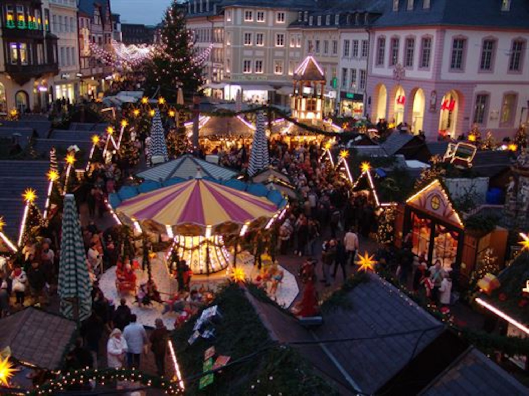 Trier is presently in full swing setting up their Christmas market as seen in this November 2011 photo. This month, many German cities begin setting up their traditional Weihnachtsmaerkte, or Christmas markets. (U.S. Air Force photo/Iris Reiff)