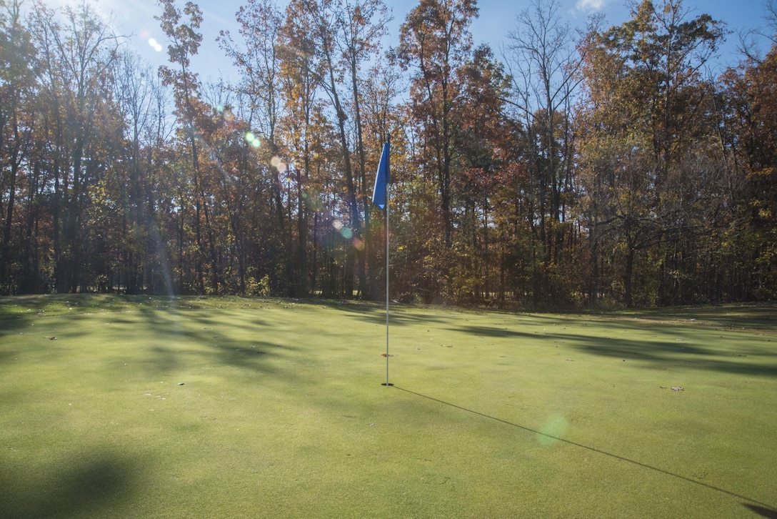 A hole at The Courses at Andrews awaits future golf players at Joint Base Andrews, Md., Nov. 17, 2016. This course supplies 54 holes and employs more than 110 personnel, making it the largest in the Department of Defense. (U.S. Air Force photo by Senior Airman Jordyn Fetter)